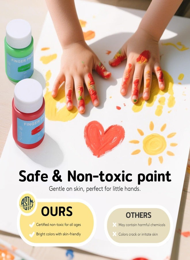 TMOL Washable Paint for Kids, 10 Colors (2 fl oz) 40 Pcs Non-Toxic Finger Paint Kit with Brushes, Sponge, Smock, Toddler Art Supplies for Painting, Craft & School Projects - Image 3